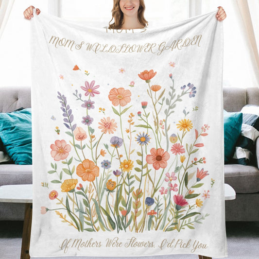 Mother's Day Gift Blanket Wildflower Garden Personalized - Cherished Harbor Gifts