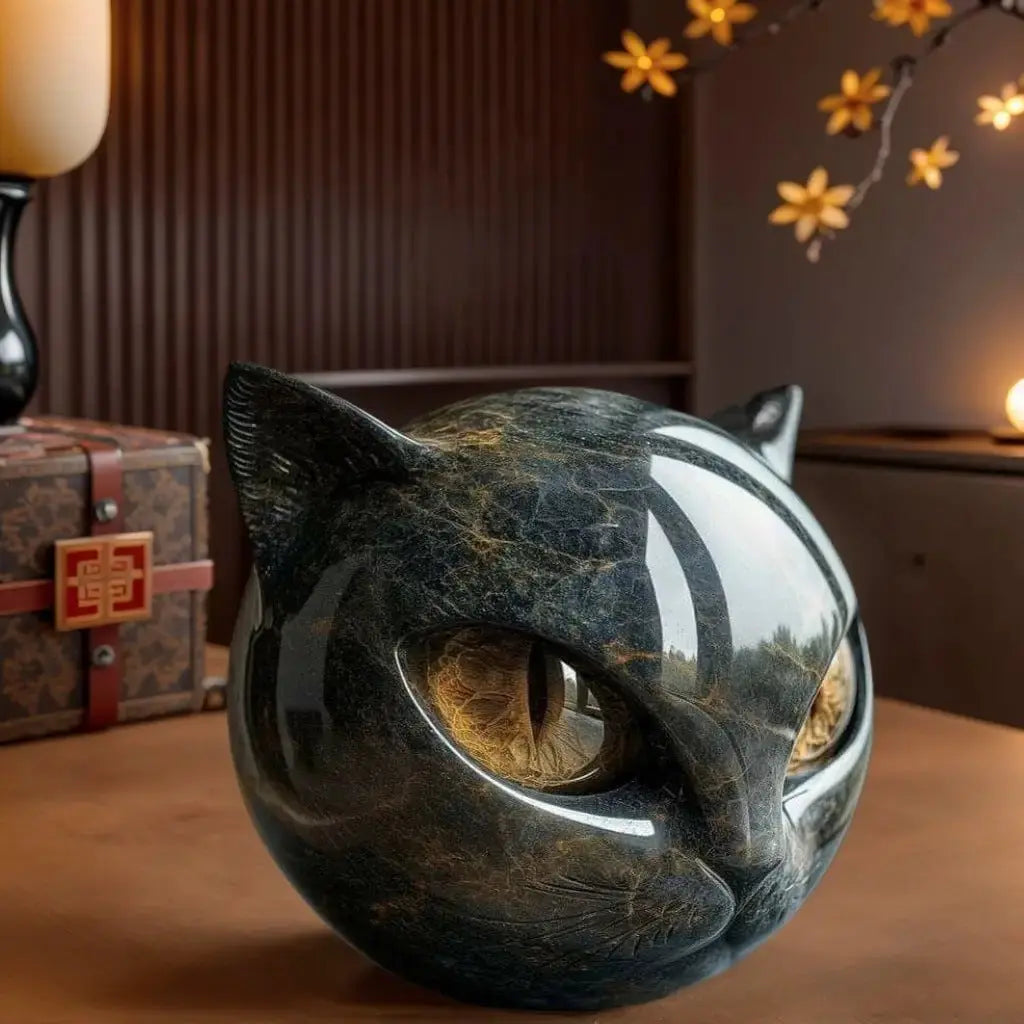 Black Cat Resin Figurine | Colorful Modern Cat Home Decor Sculpture by TED