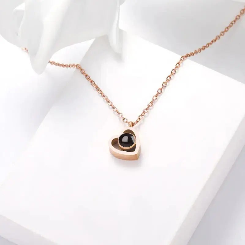 Personalized Memorial Heart Photo Projection Necklace | Custom Remembrance Pendant by TED