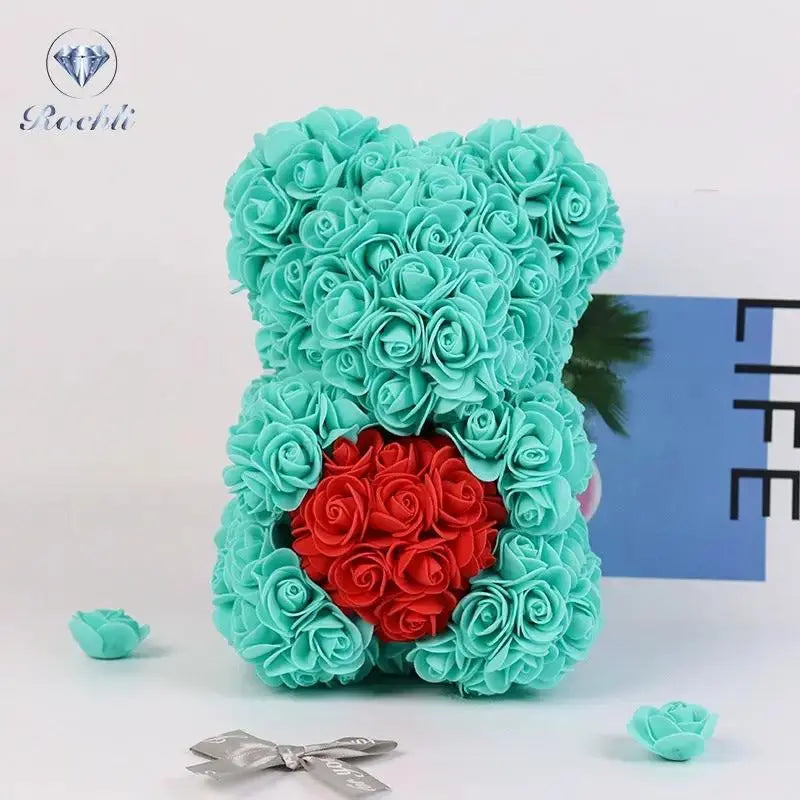 Heart hugging rose bear simulation bouquet as a birthday gift for teddy bears by eprolo