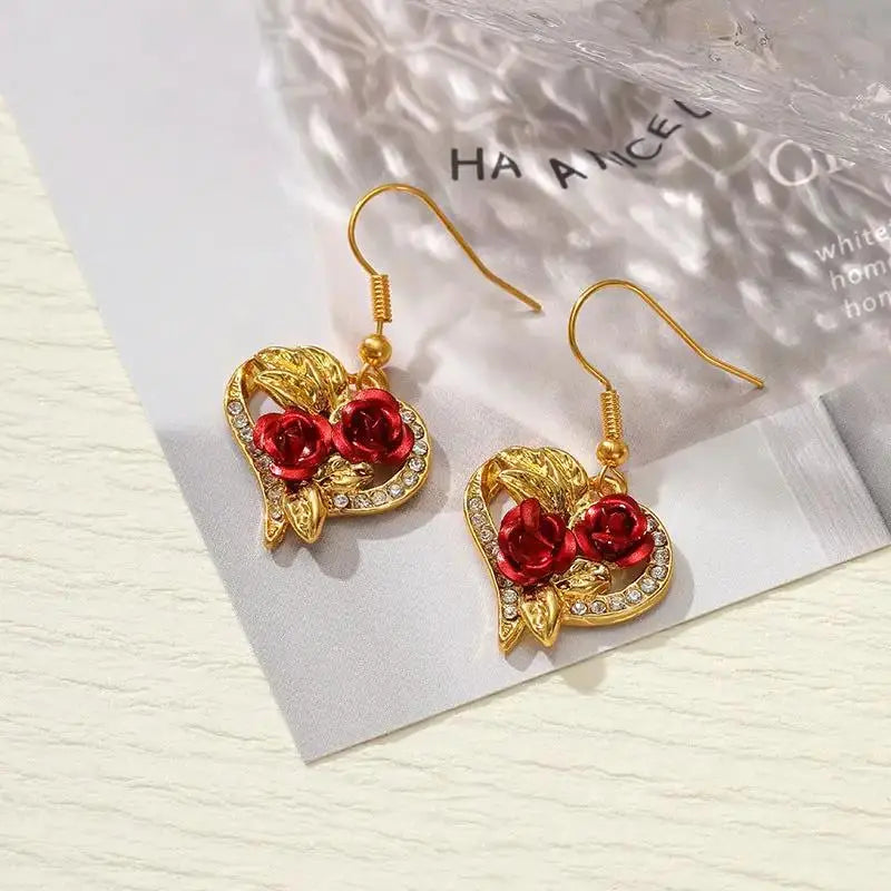 Rose Heart Pendant Necklace for Women | Gold Zircon Valentine’s Jewelry by EPR