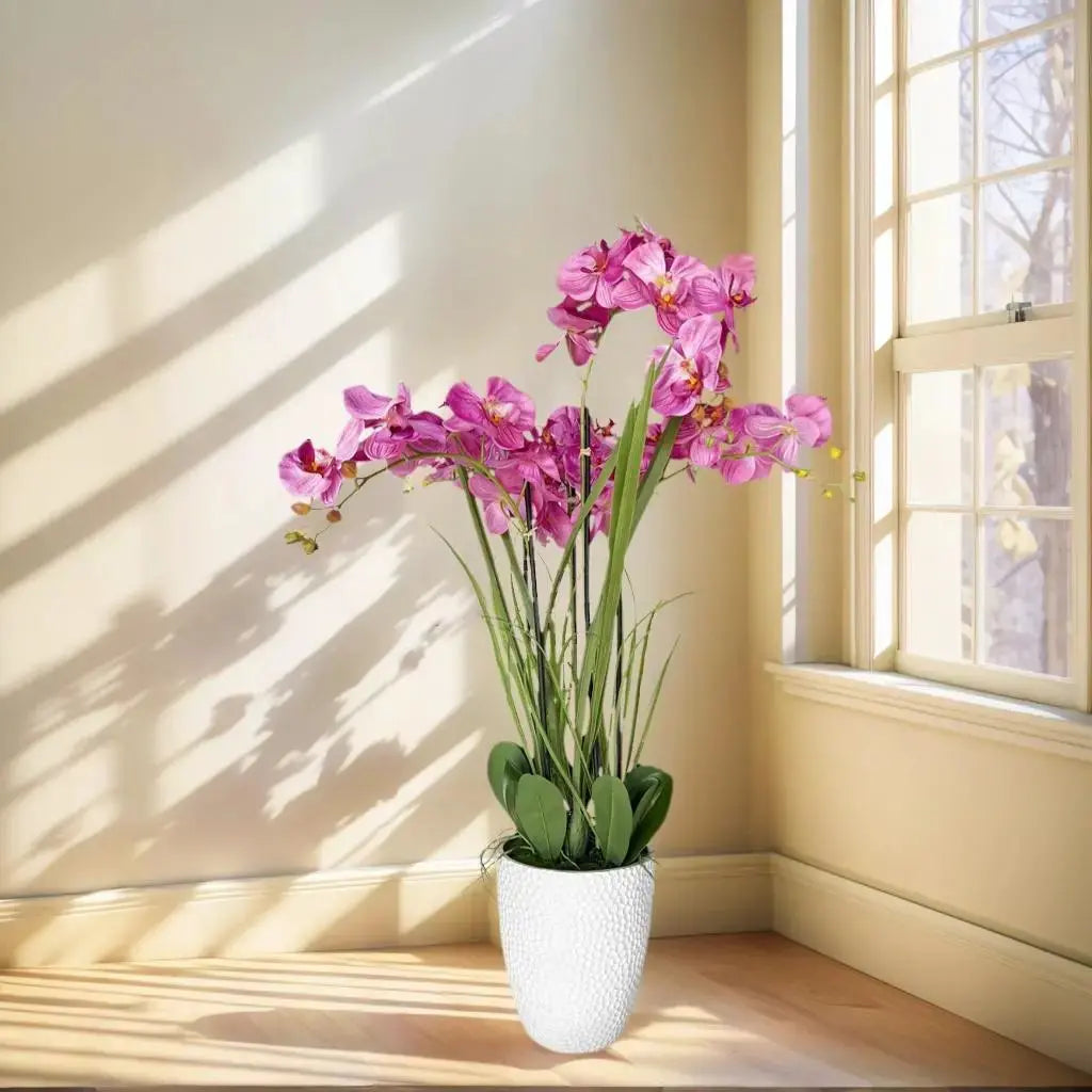 Artificial Orchid Arrangement in Pot for Elegant Home Decor by CHG-IJ