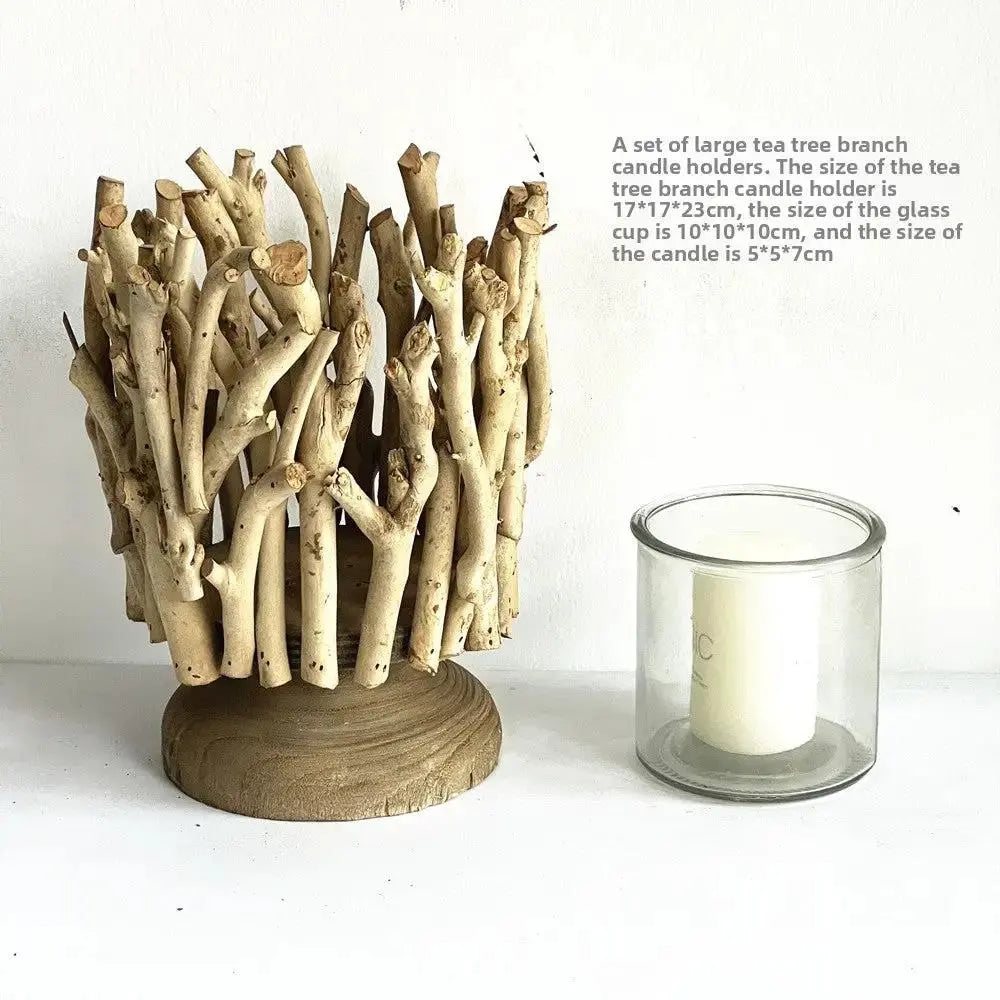 Handcrafted Wooden Candle Holder | Rustic Black Wood Home Decor with Optional Glass Dome by TED