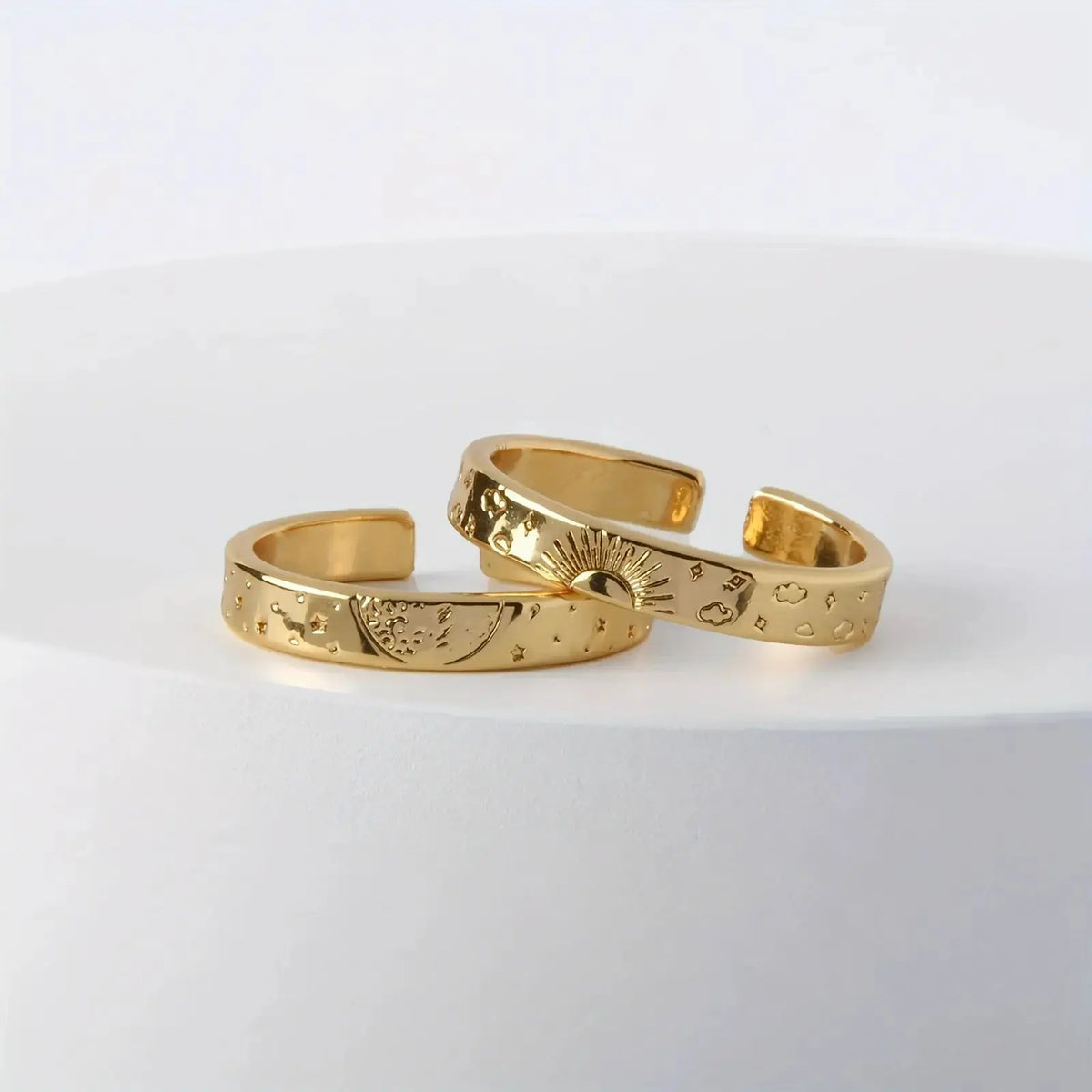 Matching Promise Rings for Him and Her - Sun & Moon Design by CHG-IJ