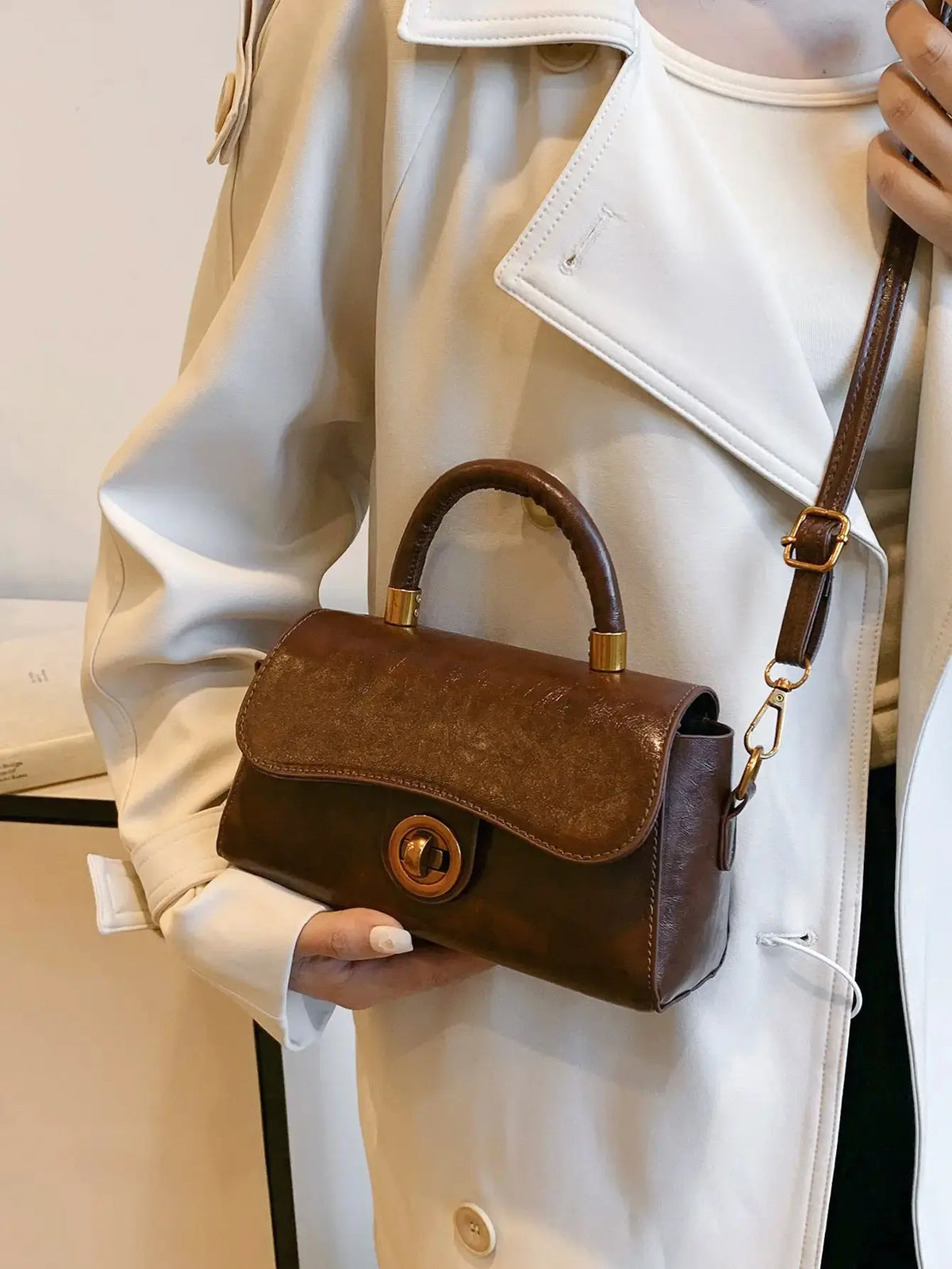 Women's Retro Crossbody Bag | PU Leather Shoulder Purse with Adjustable Strap by TED