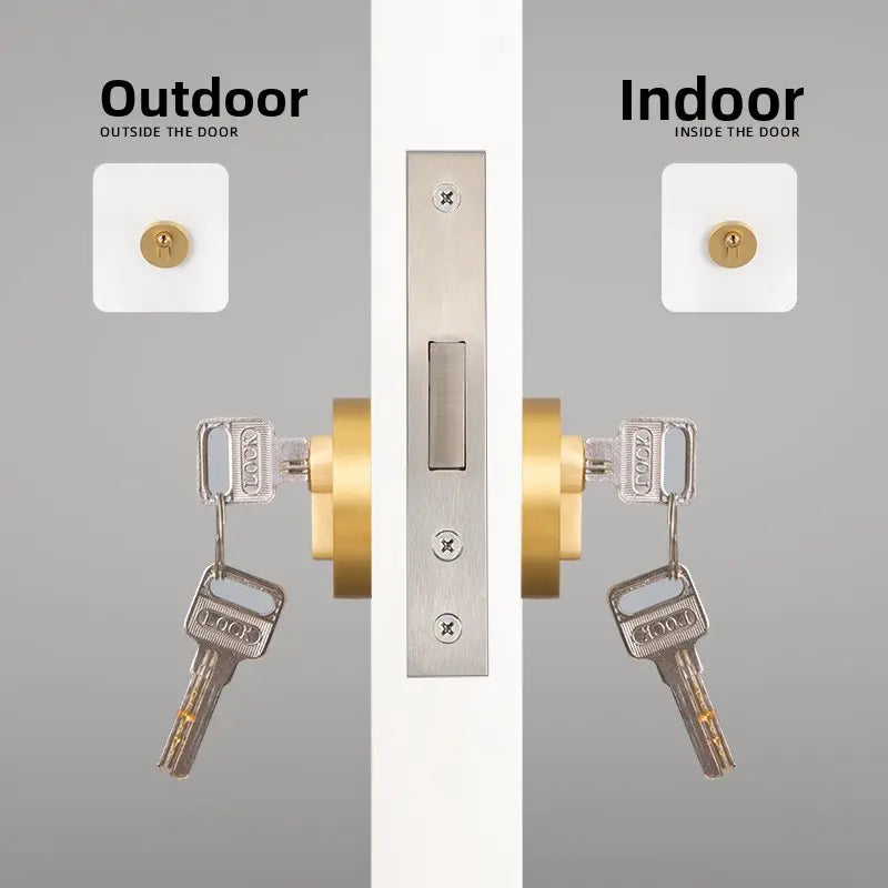 American brass indoor golden bedroom door lock split door lock antique brass wooden door handle lock