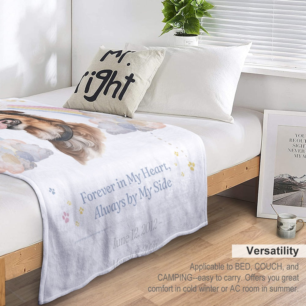 Forever in My Heart Personalized Pet Memorial Blanket - Cherished Harbor Gifts