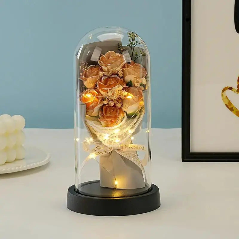 Valentine's Day Rose Glass Dome Night Light Gift for Her by EPR