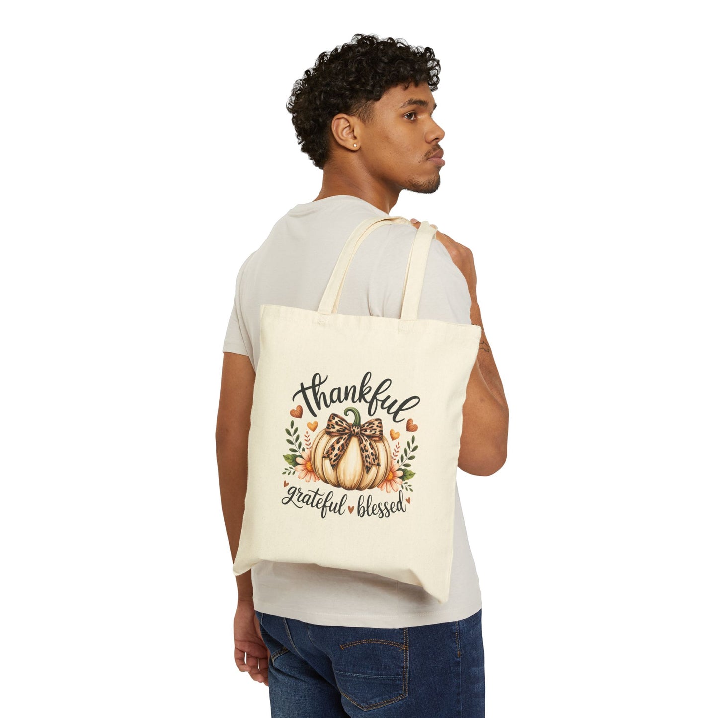 Thanksgiving Tote Bag - Reusable Fall Canvas Shopping Bag - Cherished Harbor Gifts