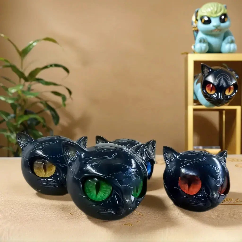 Black Cat Resin Figurine | Colorful Modern Cat Home Decor Sculpture by TED