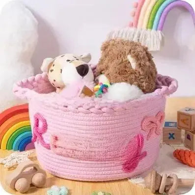 Personalized Round Cotton Rope Storage Basket | Custom Name Woven Organizer by TED