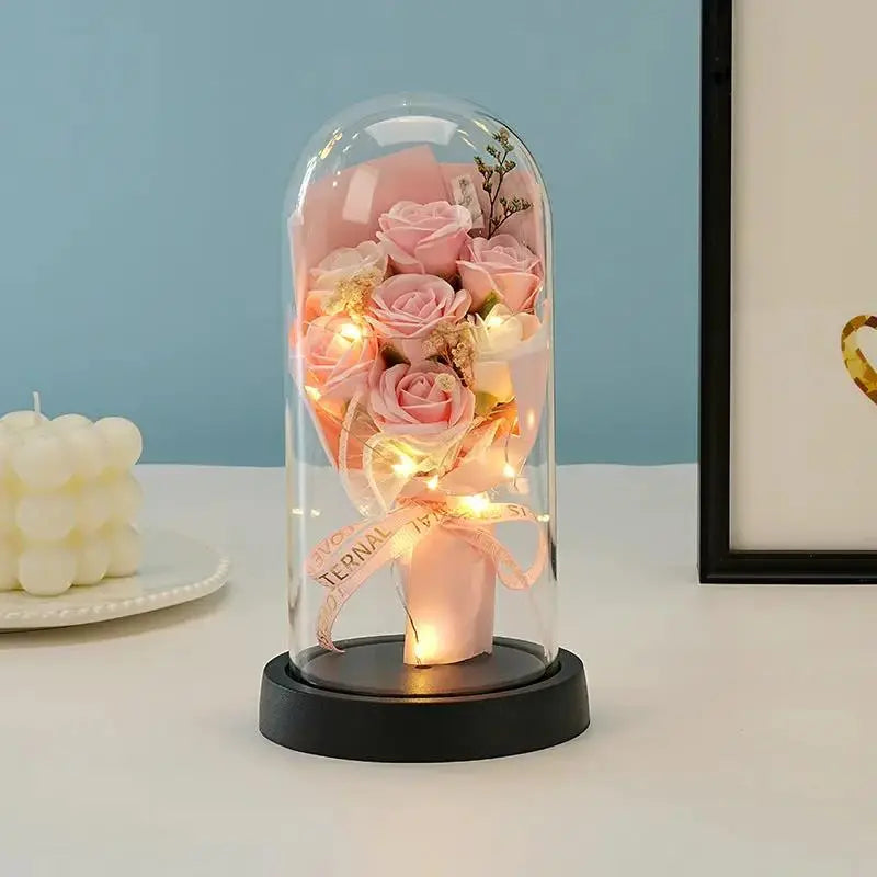 Valentine's Day Rose Glass Dome Night Light Gift for Her by EPR