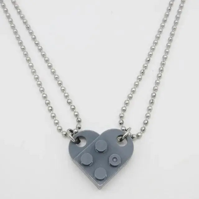Couples Matching Necklaces - 2-Piece Heart Pendant Set by EPR