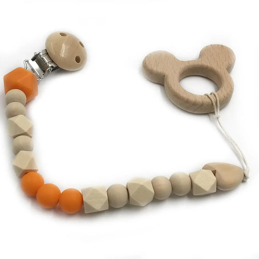 2-Piece Baby Wooden Animal Teether Set – Silicone Bead Grasping Toys by EPR