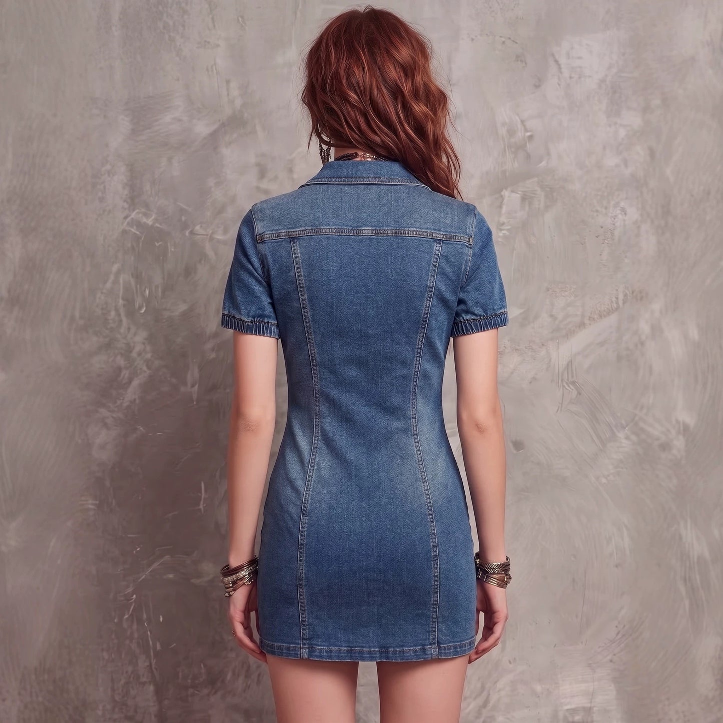 Stylish Denim Dress for Women with Zipper Pocket Design - Cherished Harbor Gifts