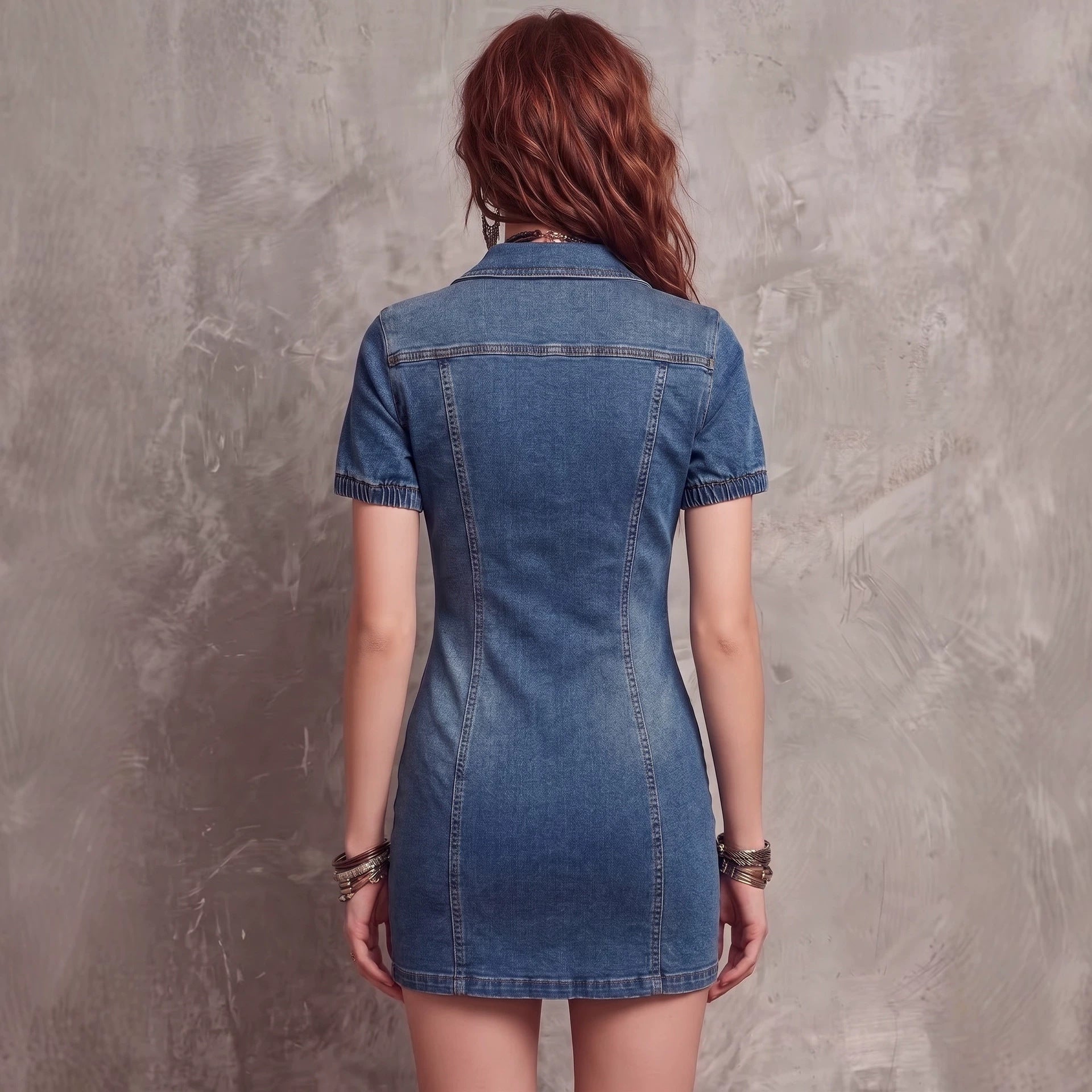Stylish Denim Dress for Women with Zipper Pocket Design - Cherished Harbor Gifts