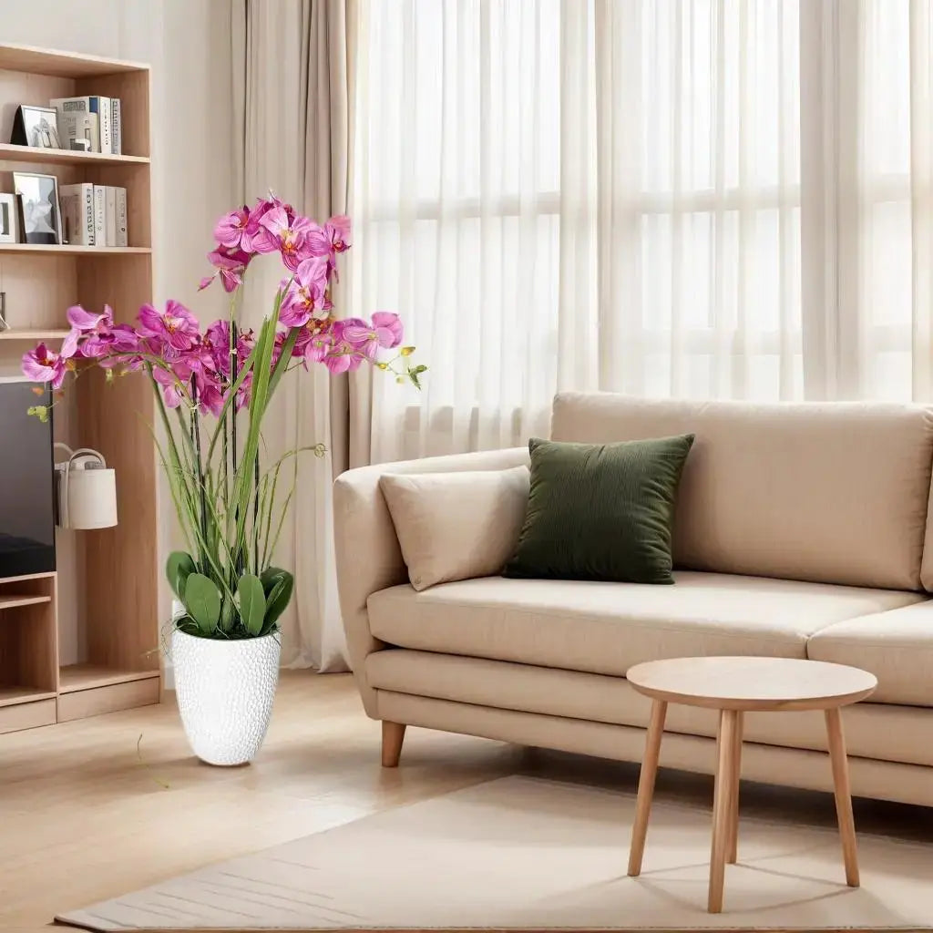 Artificial Orchid Arrangement in Pot for Elegant Home Decor by CHG-IJ