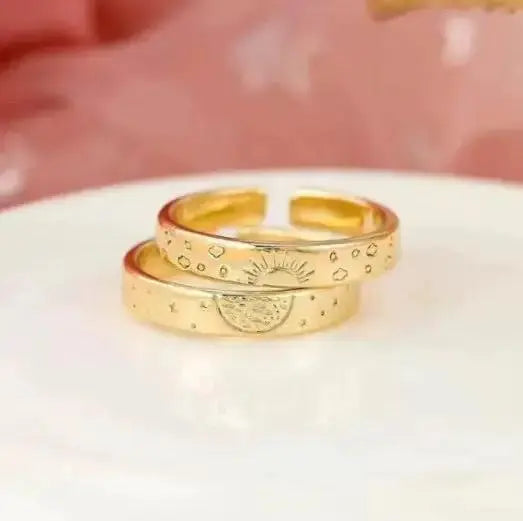 Matching Promise Rings for Him and Her - Sun & Moon Design by CHG-IJ