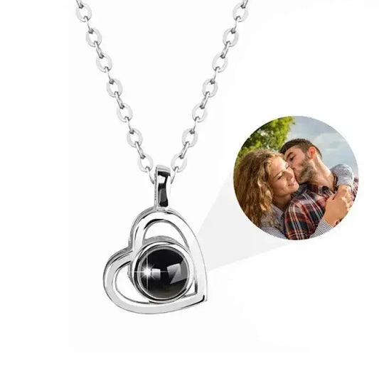 Personalized Memorial Heart Photo Projection Necklace | Custom Remembrance Pendant by TED