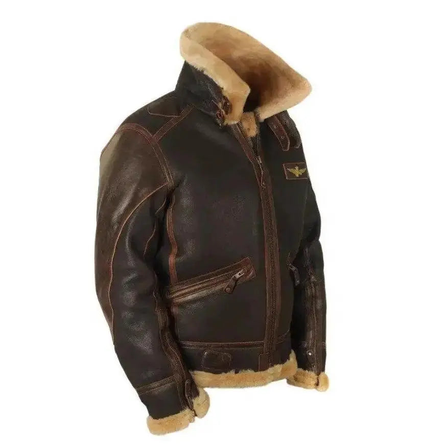 Men's Dark Brown Winter Jacket - Faux Fur Lined Zip-Up Coat by TED