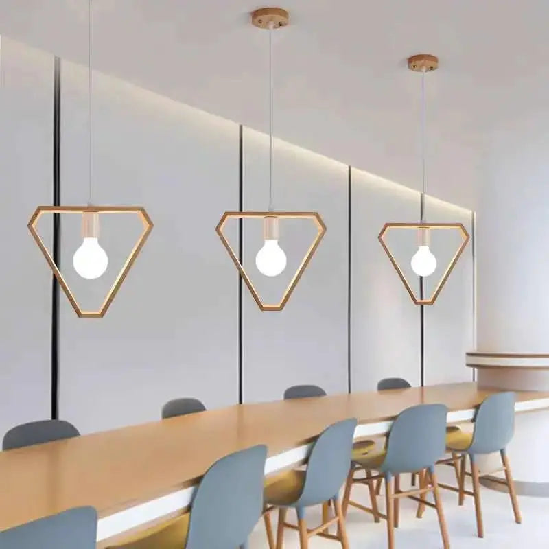 Nordic Geometric Wooden Pendant Lighting by TED