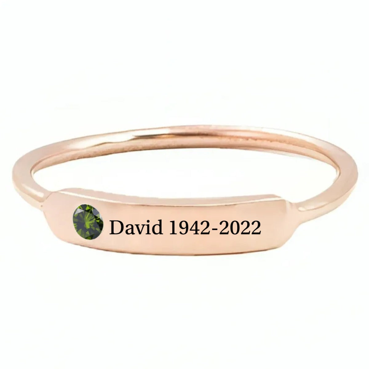 Custom Engraved Birthstone Ring in Gold, Silver & Rose Gold - Cherished Harbor Gifts