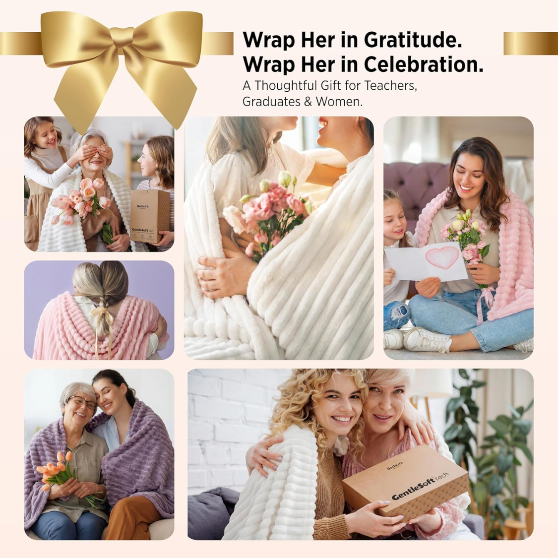 Cozy White Throw Blanket - Perfect Birthday Gifts for Women - Cherished Harbor Gifts
