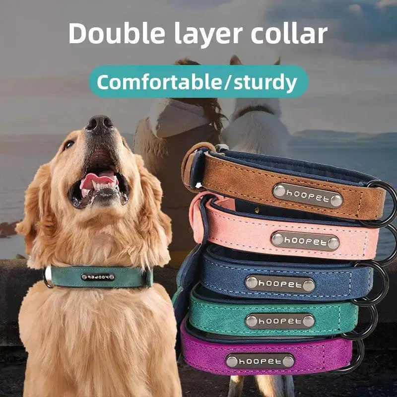 Frosted Leather Dog Collar | Adjustable Solid Color Collar for Small & Large Dogs by TED