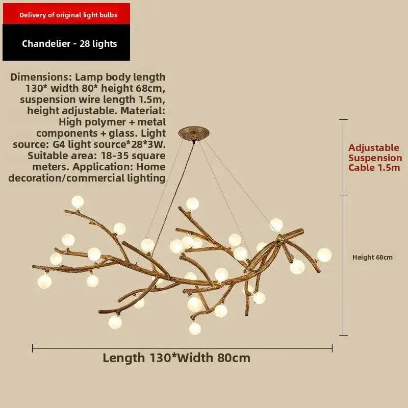 Japanese Zen Tree Branch LED Chandelier | Artistic Resin Pendant Light by TED