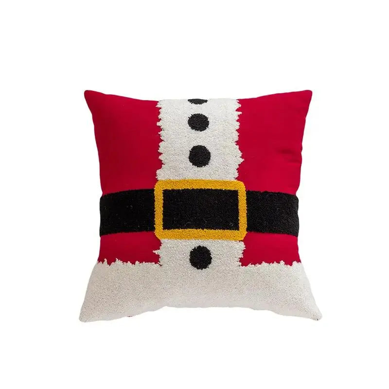 Christmas Embroidered Pillow Cover 18x18 | Santa, Reindeer & HOHOHO Holiday Cushion Cover by Cherished Harbor Gifts by EPR