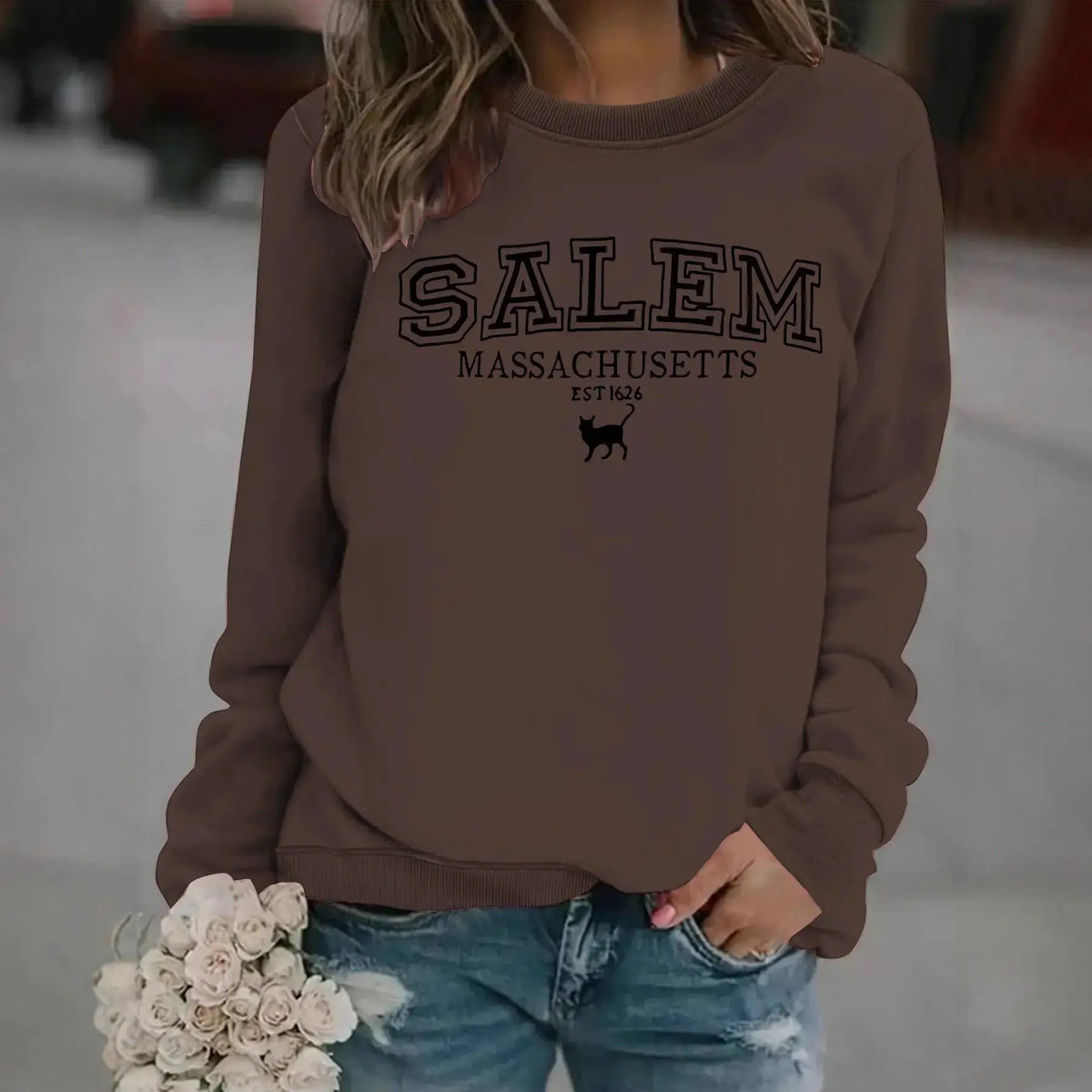 Stylish Halloween Cat Sweatshirt for Cat Lovers by EPR