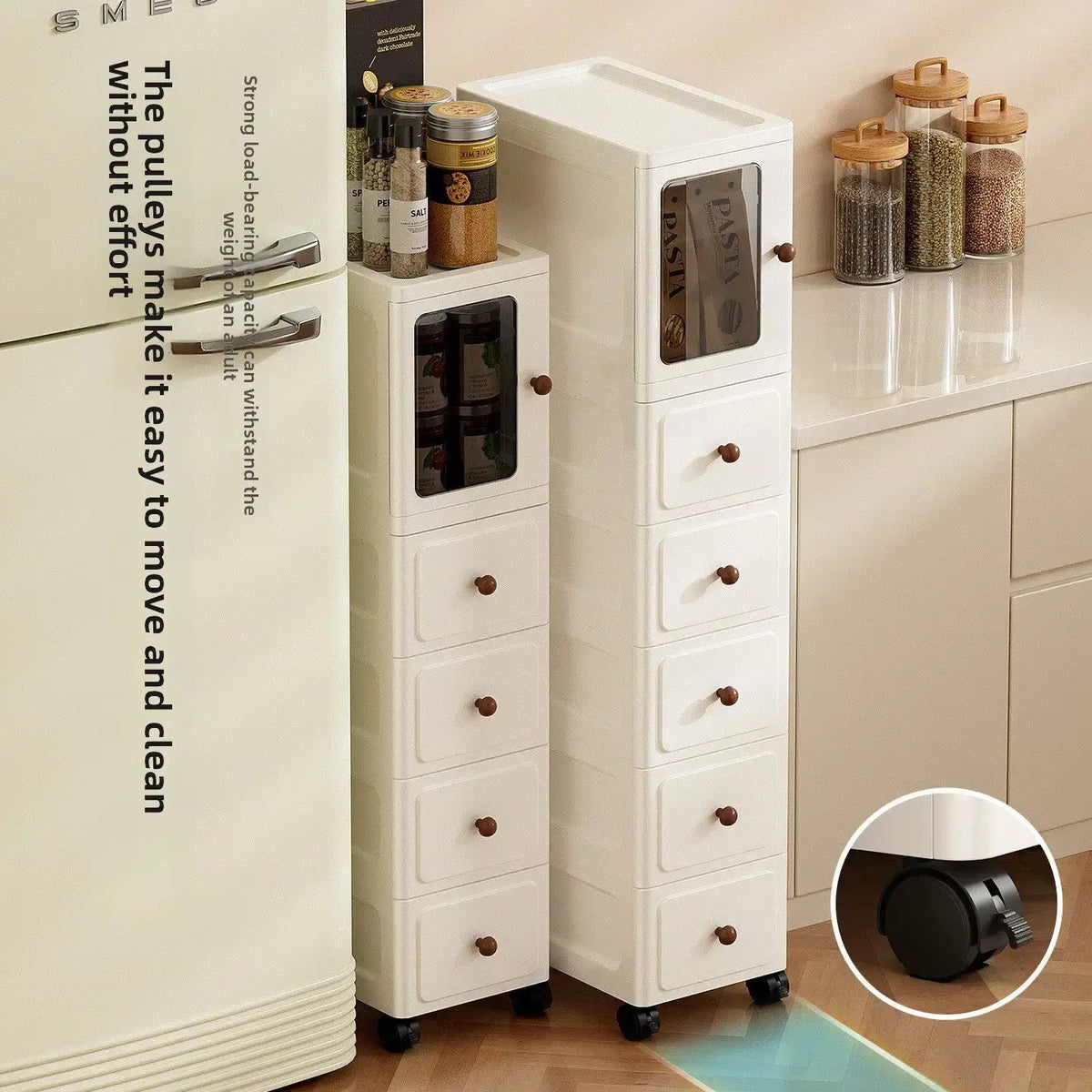 9.1-Inch Slim Rolling Storage Cabinet | 3-7 Tier Narrow Organizer with Drawers by TED