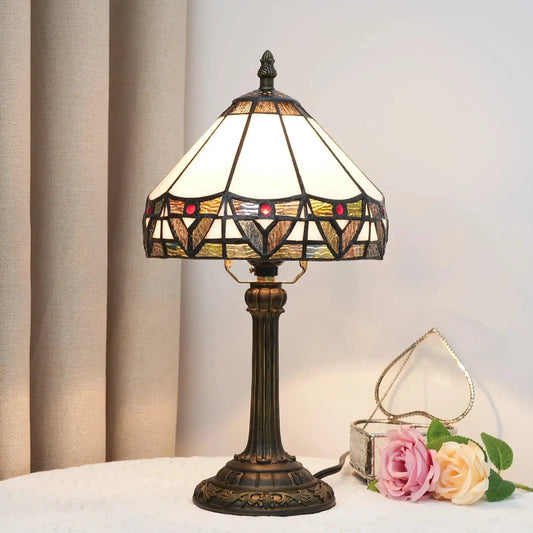 Tiffany-Style Stained Glass Table Lamp | Vintage Resin Accent Light by TED