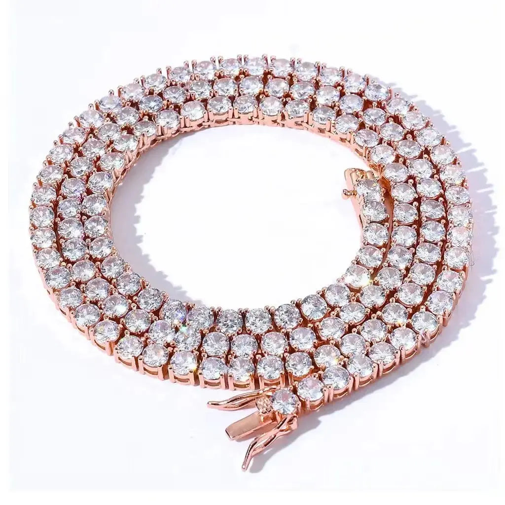 Unisex 4mm Cubic Zirconia Tennis Bracelet & Necklace | Silver, Gold & Rose Gold Jewelry by TED