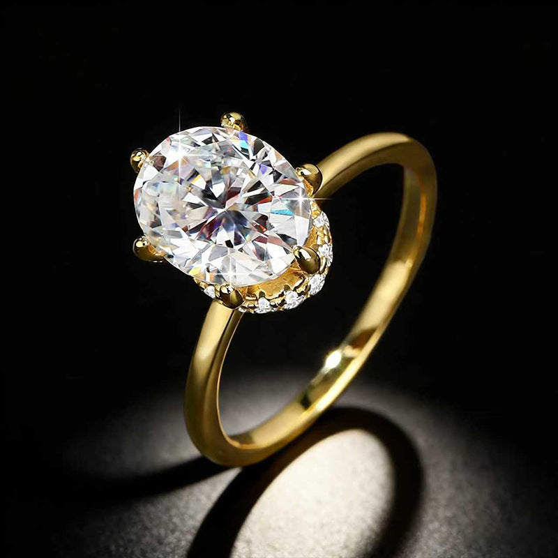 3 Carat Oval Moissanite Engagement Ring in Sterling Silver - Cherished Harbor Gifts