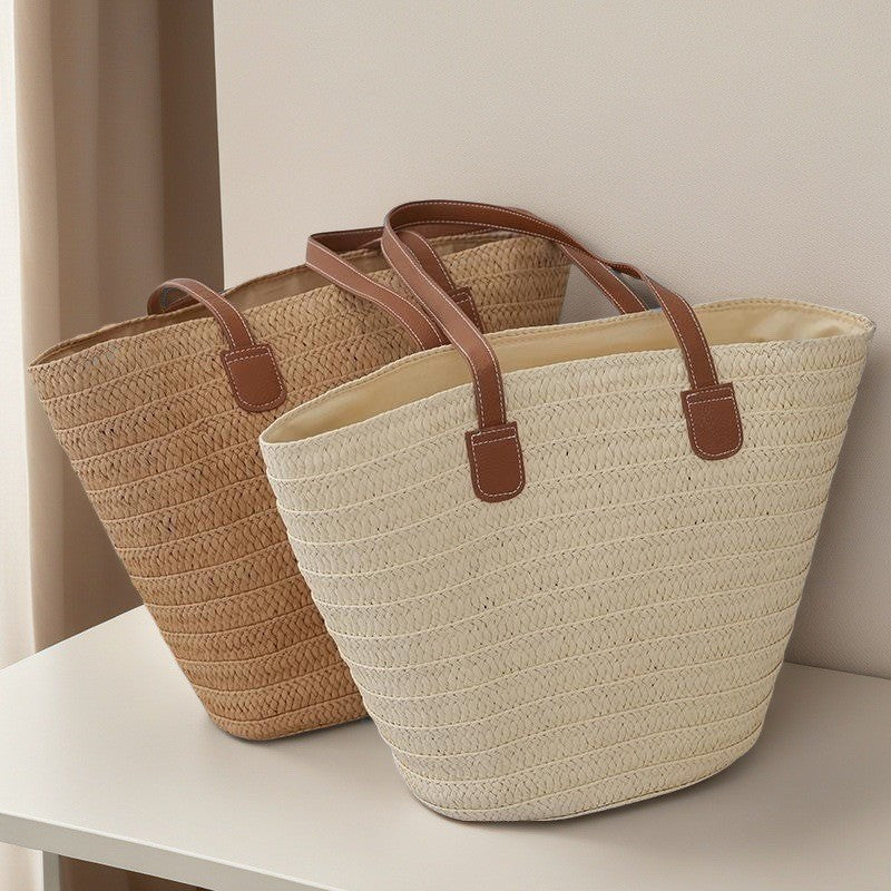 Large Straw Beach Tote Bag for Summer Adventures - Cherished Harbor Gifts