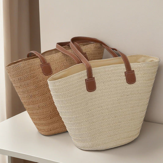 Large Straw Beach Tote Bag for Summer Adventures - Cherished Harbor Gifts