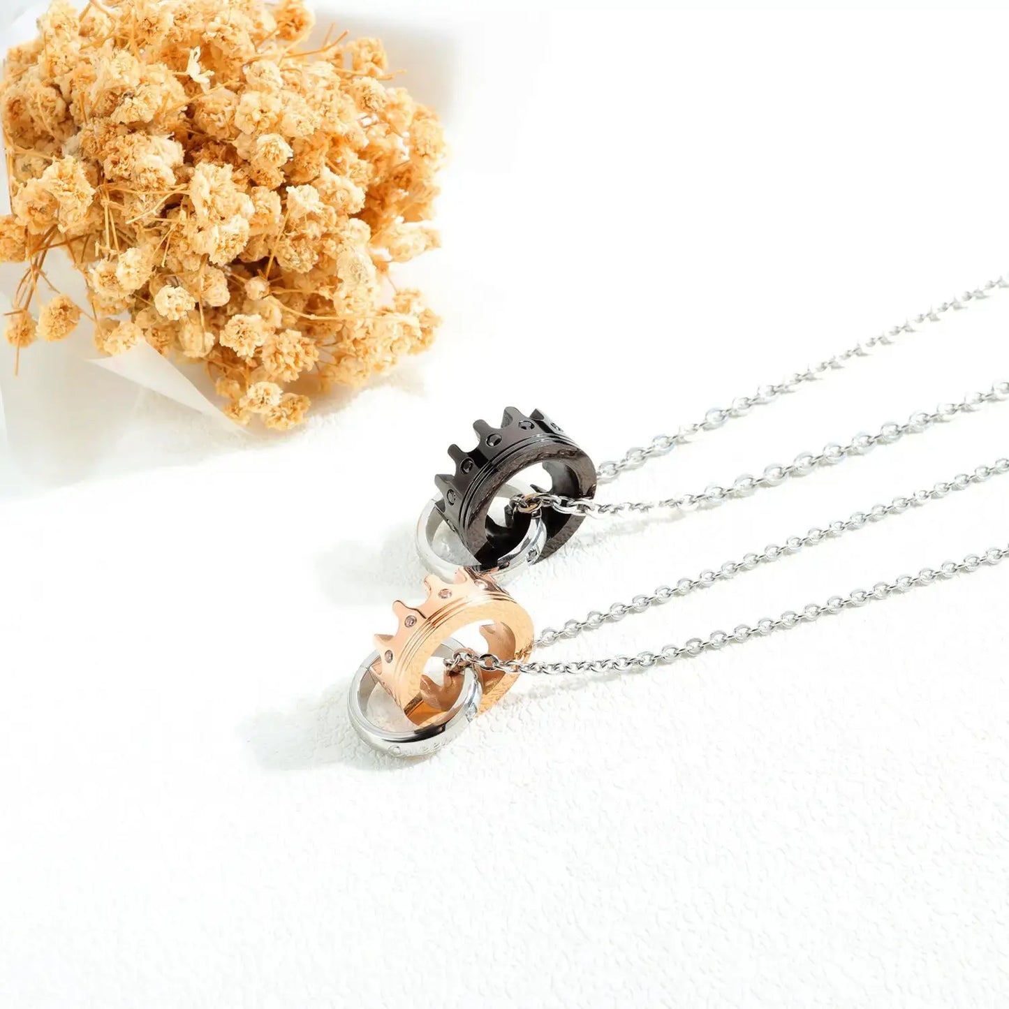 Couples Crown Necklace with Diamond Crown Pendant Gift - Cherished Harbor Gifts