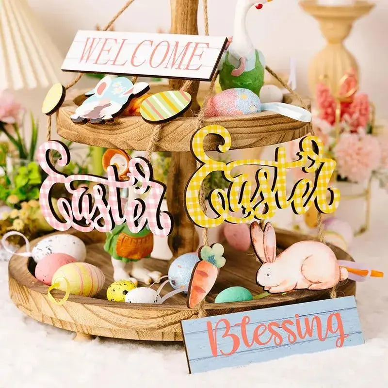 Easter Bunny & Egg Wooden Hanging Ornament | Rustic Easter Décor by EPR