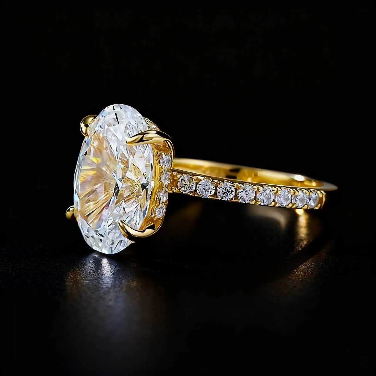 3 Carat Oval Moissanite Engagement Ring in Sterling Silver - Cherished Harbor Gifts