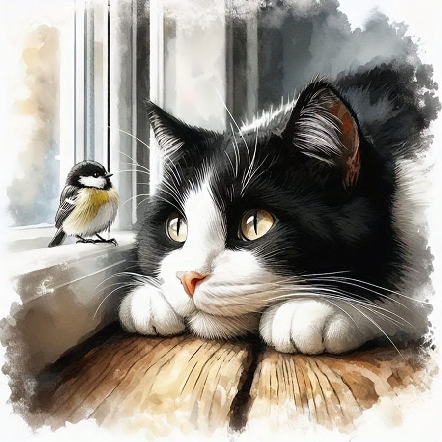 5D Diamond Art Cat Bird DIY Painting Kit Decorative Holiday - Cherished Harbor Gifts