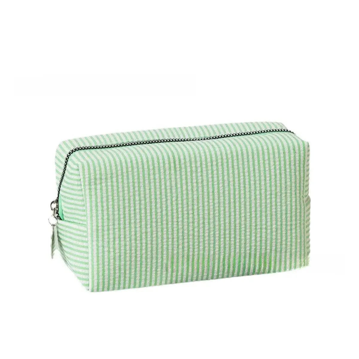 Personalized Embroidered Striped Seersucker Cosmetic Bag | Custom Makeup & Travel Pouch by TED