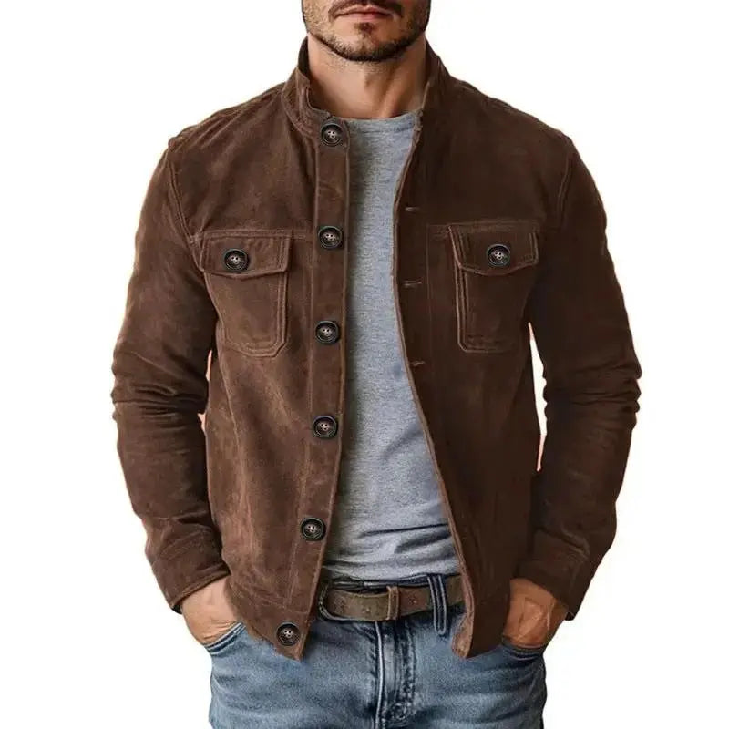 Lightweight Men's Jacket - Casual Faux Suede Coat by TED