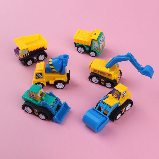 6 Piece Mini Pull Back Construction Vehicle Toy Set - Cherished Harbor Gifts