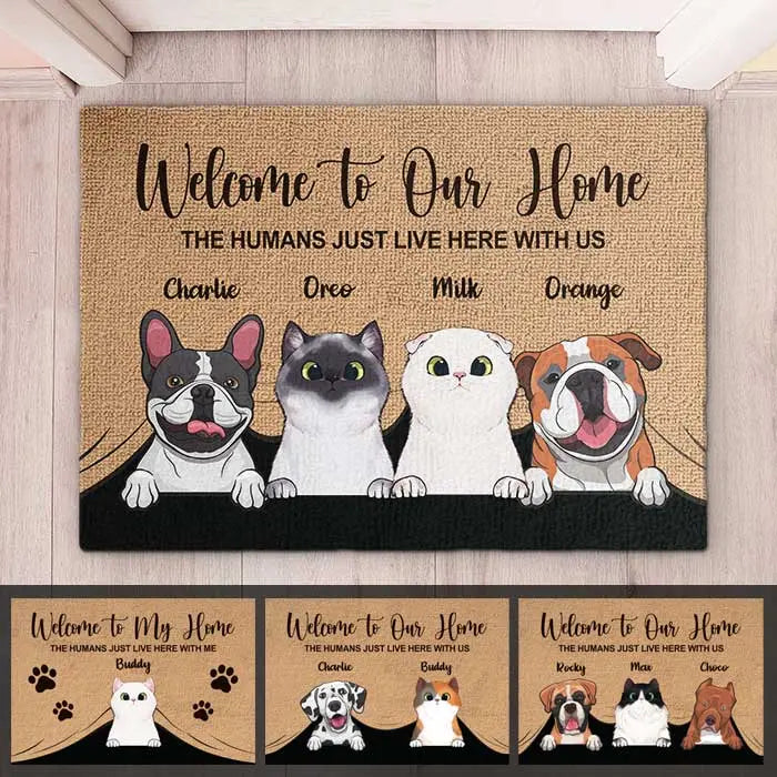 Funny Personalized Pet Doormat for Cat and Dog Lovers by Inkedjoy