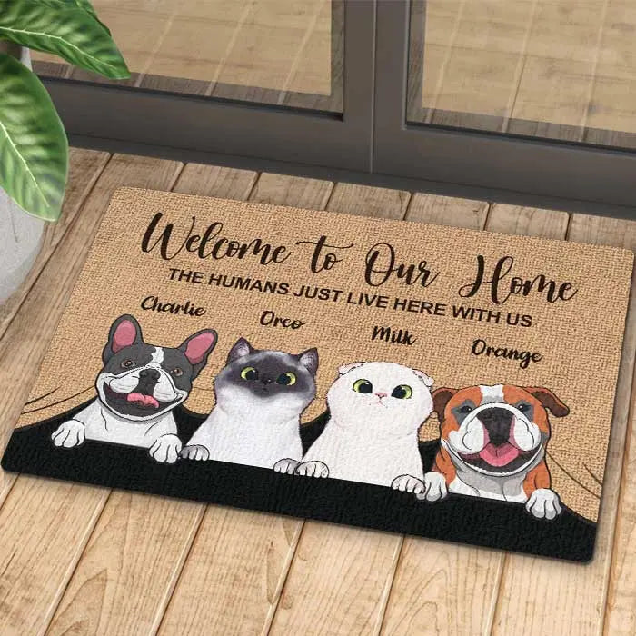Funny Personalized Pet Doormat for Cat and Dog Lovers by Inkedjoy