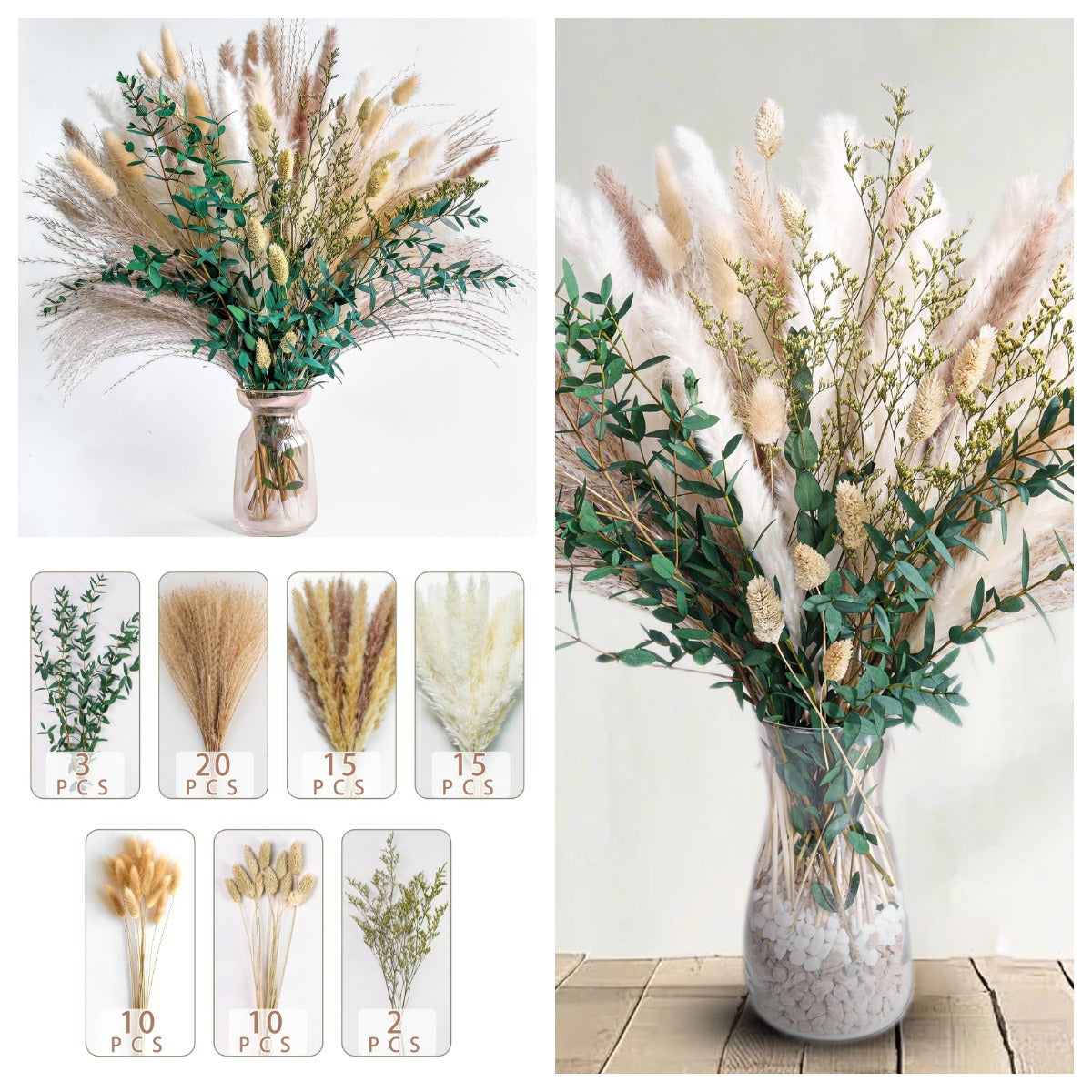 Natural Dried Flower Bouquet for Home and Wedding Decor - Cherished Harbor Gifts