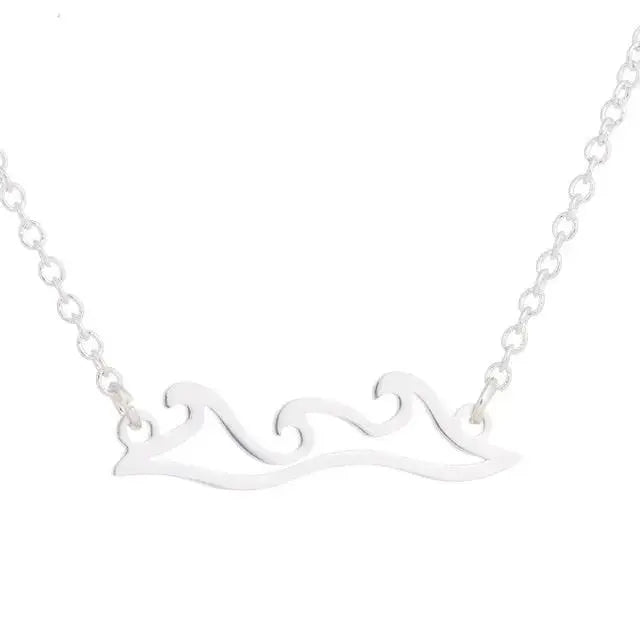 Stainless Steel Wave Necklaces & Pendants Beach Wedding Necklace Surfer Gift Tropical Wedding Jewelry by eprolo