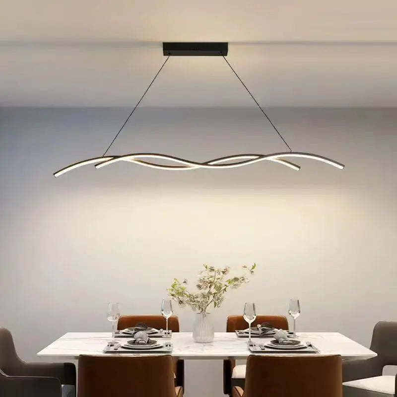 Modern Linear LED Dining Room Chandelier | 35-59" Dimmable Pendant Light by TED