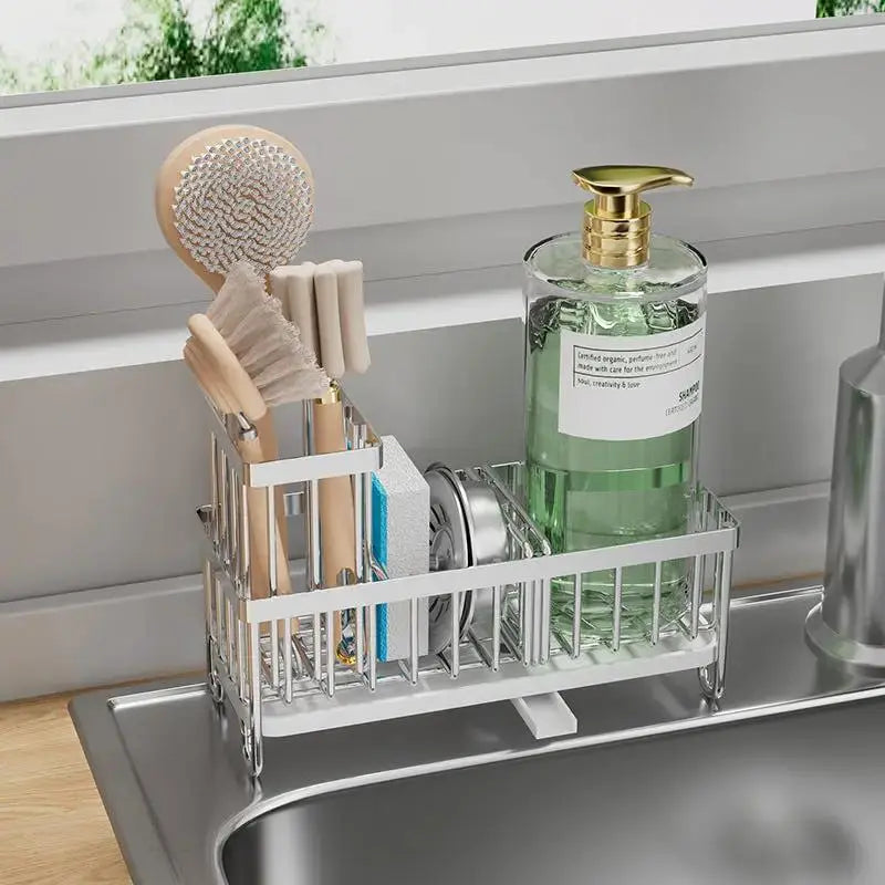 Stainless Steel Sink Organizer | Sponge Holder, Brush Rack & Soap Dispenser by TED